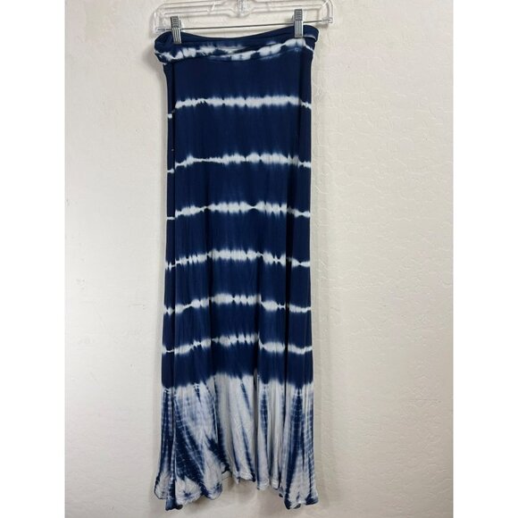Design History Sz M Blue White Tie Die Maxi Skirt Long Skirt Flowy Boho - Picture 4 of 4